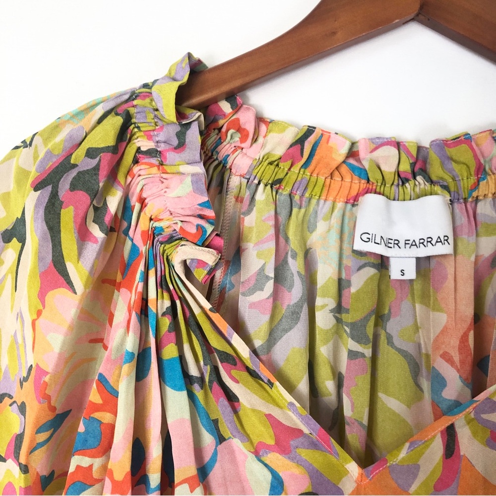 Gilner Farrar Floral‎ Long Sleeve Blouse Size S Multi Balloon V Neck - Picture 2 of 6